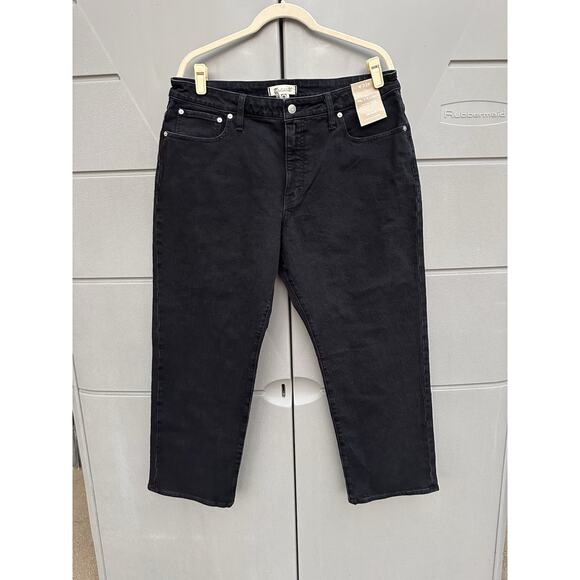Madewell Curvy 90s Straight Jean Women's Size 33 Petite Black Faded Wash Y2K - Picture 2 of 13